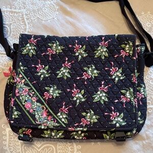 Vera Bradley Black and Pink Floral Messenger Bag